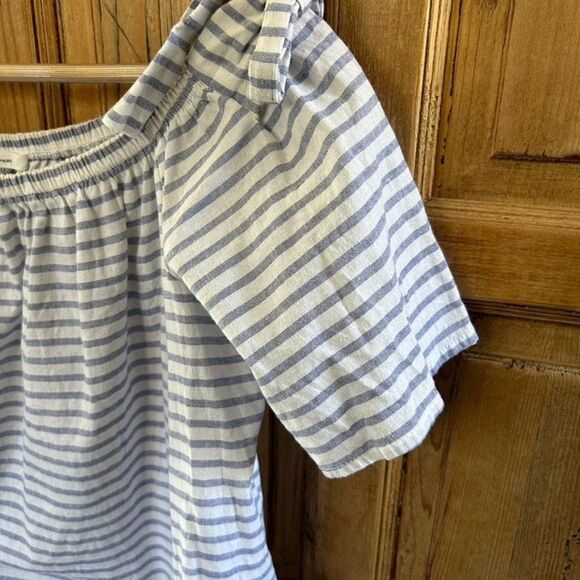 Soprano Medium Blue White‎ Striped Cold Shoulder Off The Shoulder Blouse - Picture 6 of 10